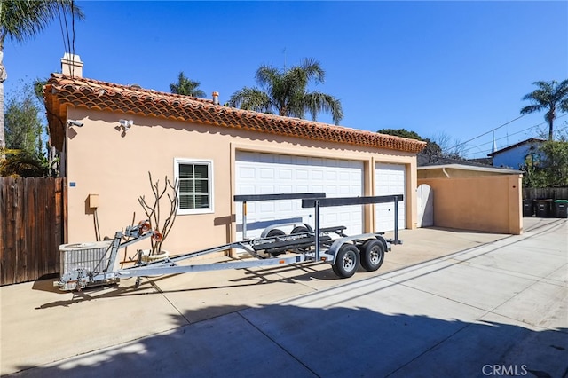 detached garage with central AC and fence