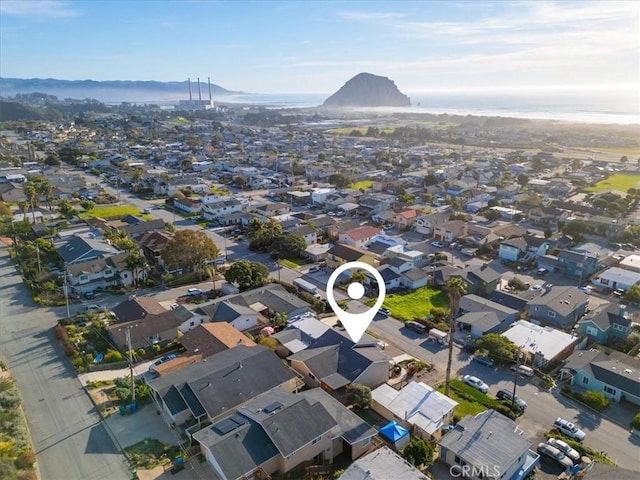 aerial view featuring a residential view and a mountain view