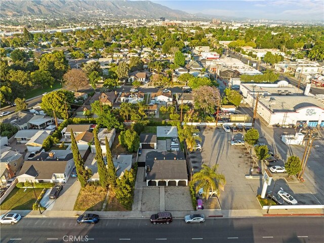 aerial view with a mountain view and a residential view