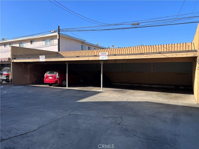 view of covered parking lot