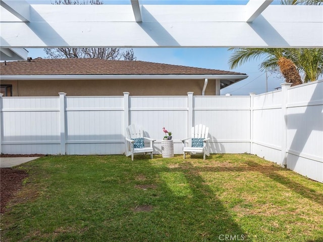 view of yard featuring a fenced backyard