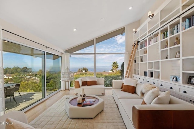 interior space featuring lofted ceiling