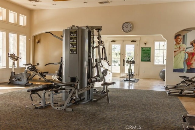 workout area with visible vents