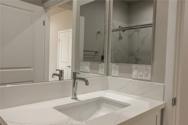 67813 Rio Vista Dr, Cathedral City, CA 92234 - full bath with vanity and a marble finish shower