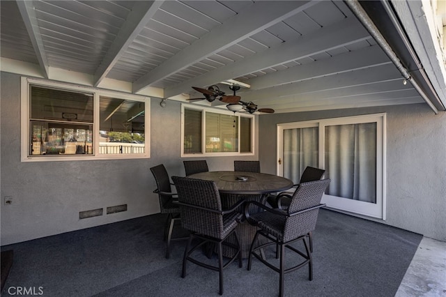 view of patio / terrace featuring outdoor dining space and ceiling fan