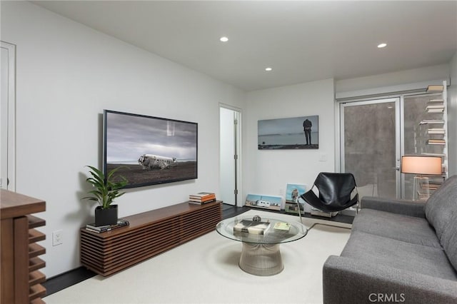 living area featuring recessed lighting