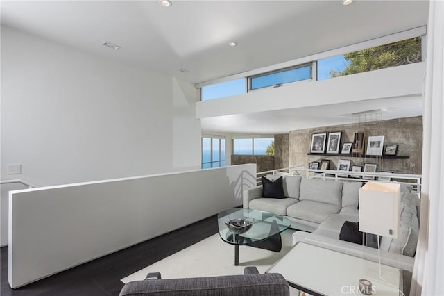 living room with recessed lighting and visible vents