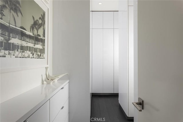 bathroom featuring vanity and wood finished floors