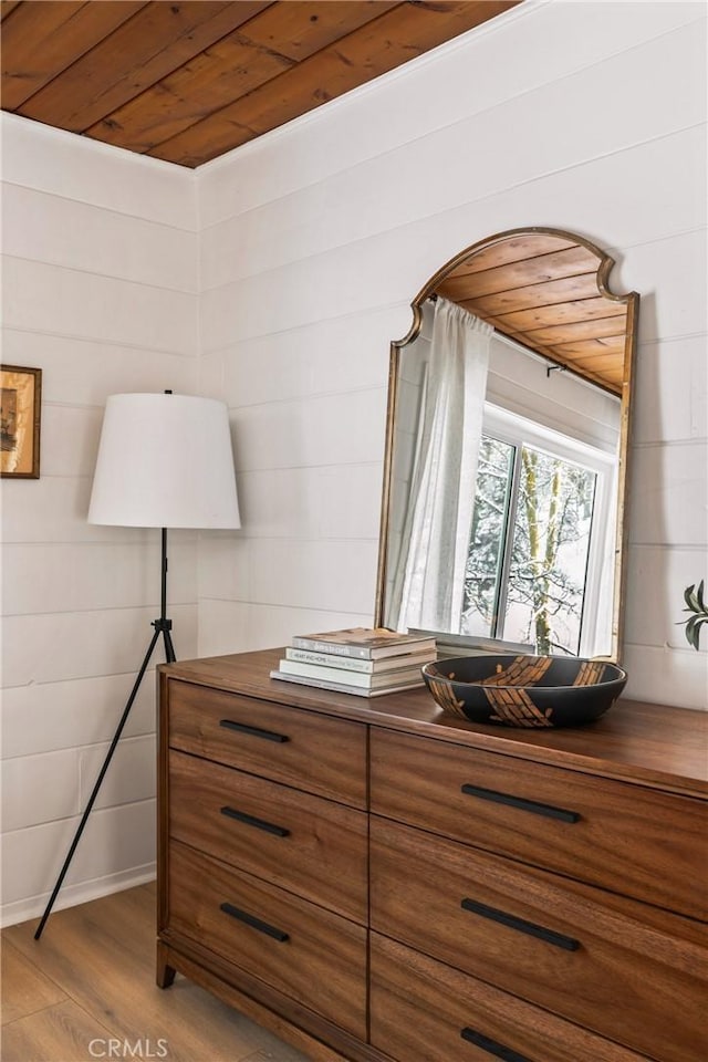 1149 Scenic Way, Rimforest, CA 92378 - interior space featuring wood finished floors, wooden ceiling, and arched walkways