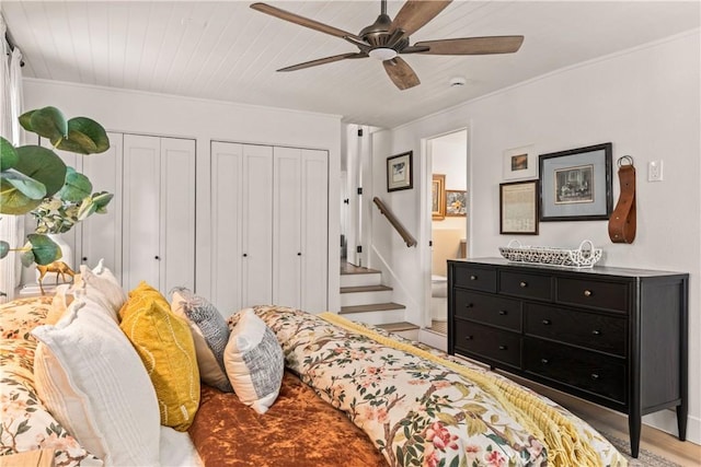 1149 Scenic Way, Rimforest, CA 92378 - bedroom featuring a ceiling fan, ensuite bathroom, and two closets