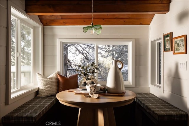 1149 Scenic Way, Rimforest, CA 92378 - dining area with beam ceiling and plenty of natural light