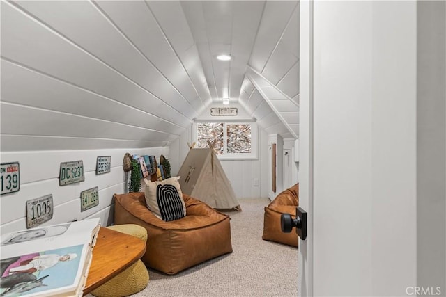 1149 Scenic Way, Rimforest, CA 92378 - living area featuring vaulted ceiling and carpet floors