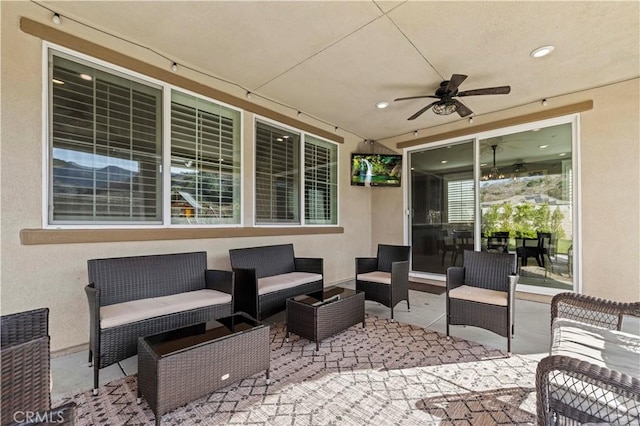 view of patio / terrace with an outdoor hangout area and ceiling fan