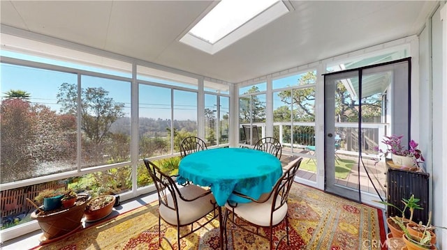 sunroom with a skylight