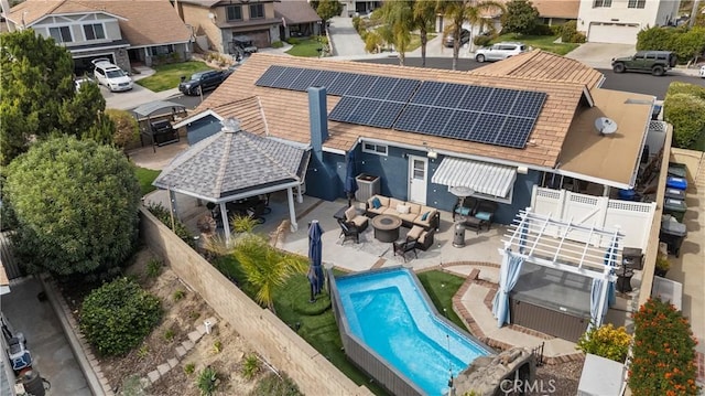 aerial view featuring a residential view