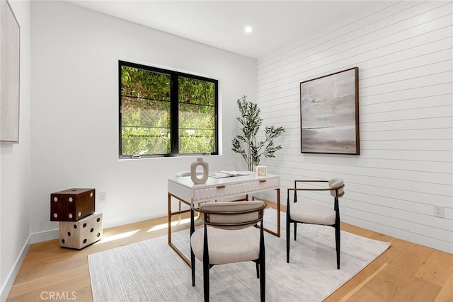 4435 Katherine Ave, Sherman Oaks, CA 91423 - office featuring recessed lighting, light wood-style floors, and wooden walls