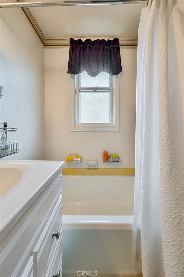 bathroom featuring a bathtub and vanity