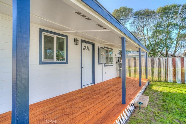 deck featuring fence