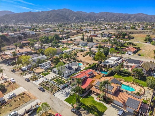 bird's eye view with a residential view and a mountain view