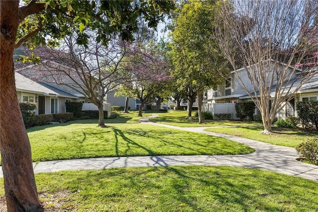 view of property's community featuring a yard