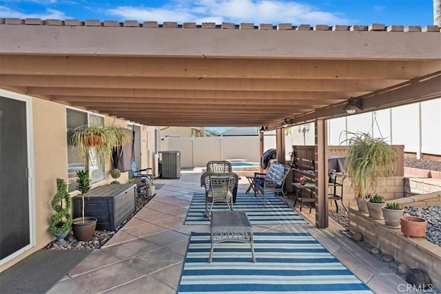 view of patio / terrace with a fenced backyard and an outdoor hangout area