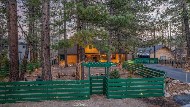 view of playground with a fenced front yard