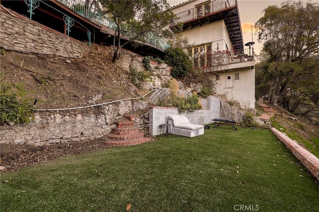 view of yard with stairs