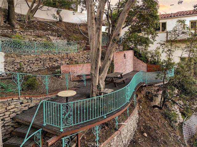 yard at dusk with a patio