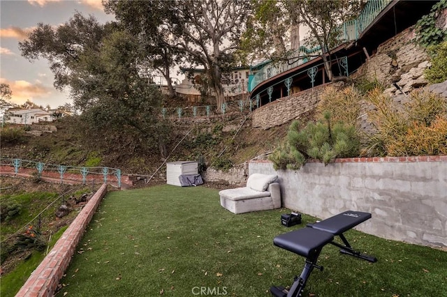 view of yard featuring fence