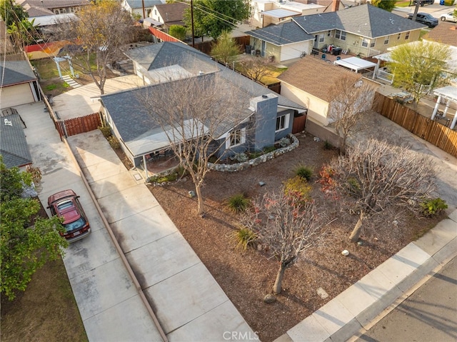 bird's eye view featuring a residential view