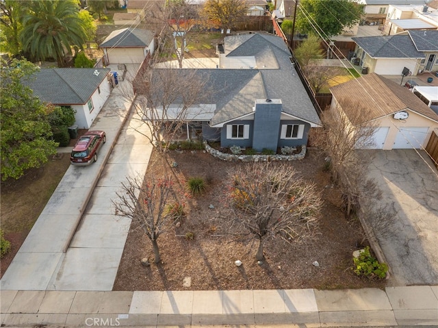 aerial view with a residential view