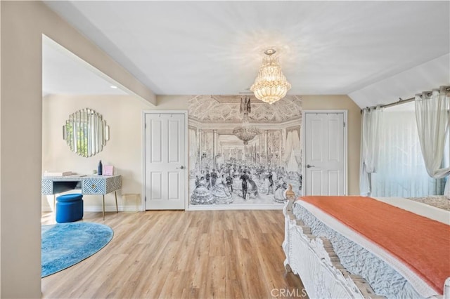 1632 Indus St, Newport Beach, CA 92660 - bedroom featuring a chandelier and wood finished floors