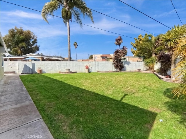 view of yard featuring a fenced backyard