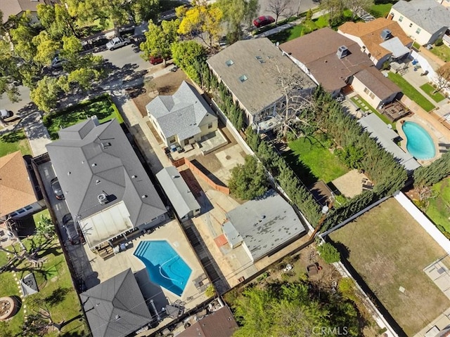 aerial view with a residential view