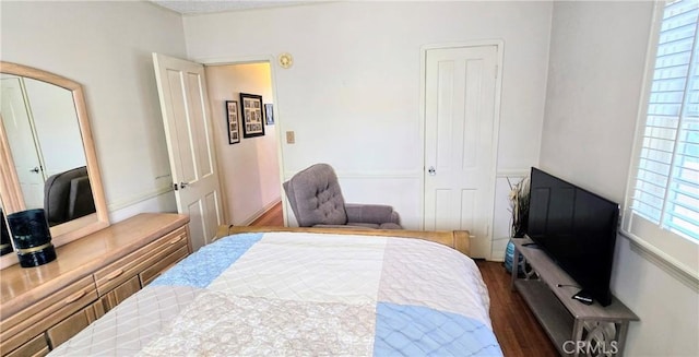 bedroom featuring dark wood finished floors