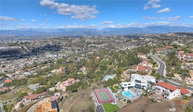 bird's eye view with a mountain view