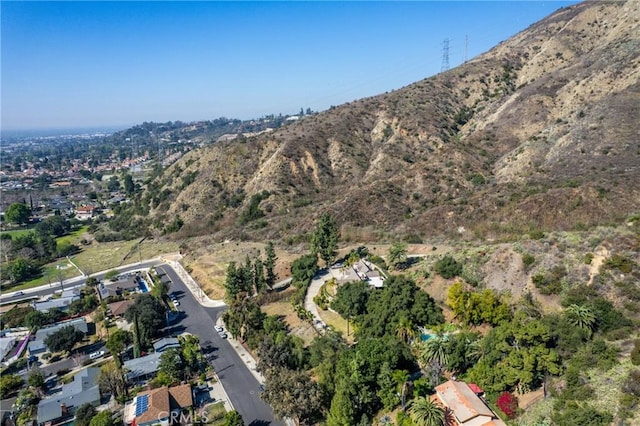 birds eye view of property featuring a mountain view