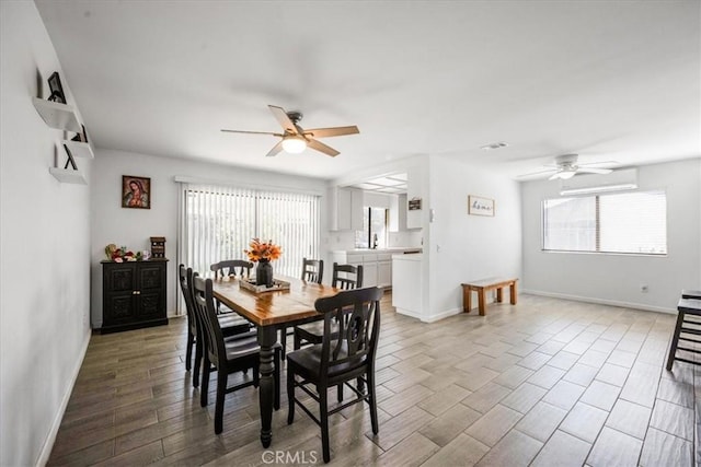 1787 N Ella Mae Ln, San Jacinto, CA 92583 - dining area with wood finished floors, baseboards, and ceiling fan