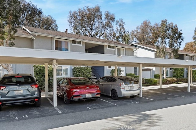 view of covered parking lot