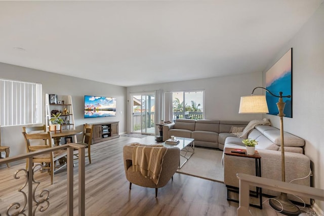 living room featuring light wood-style floors