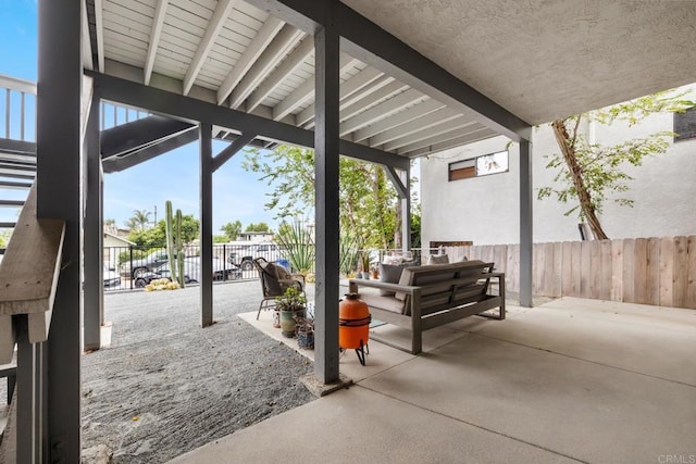 view of patio / terrace with a fenced backyard and outdoor lounge area