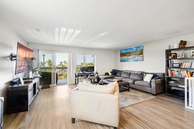 living area with light wood finished floors