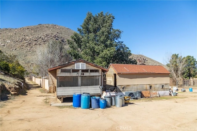 view of outdoor structure featuring an outdoor structure and a mountain view