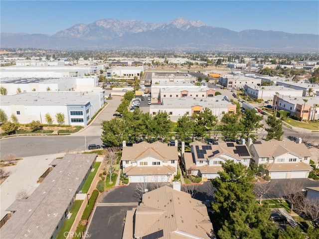 aerial view featuring a residential view and a mountain view