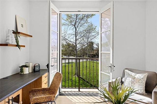 doorway featuring french doors