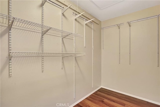 spacious closet with wood finished floors