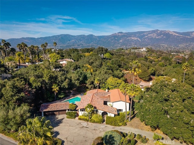 aerial view with a mountain view