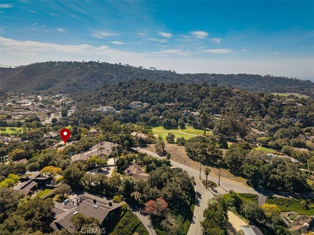 aerial view with a mountain view and a residential view