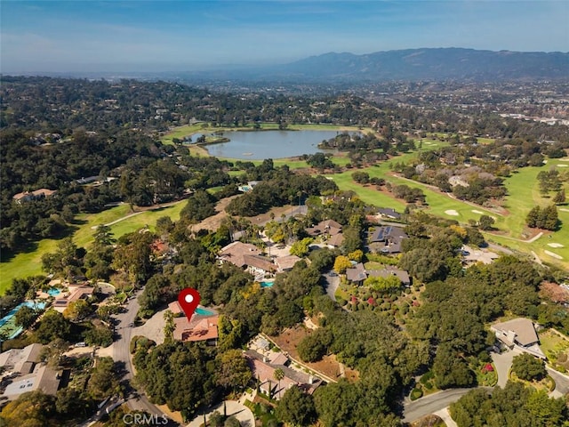 bird's eye view featuring a residential view and a water and mountain view