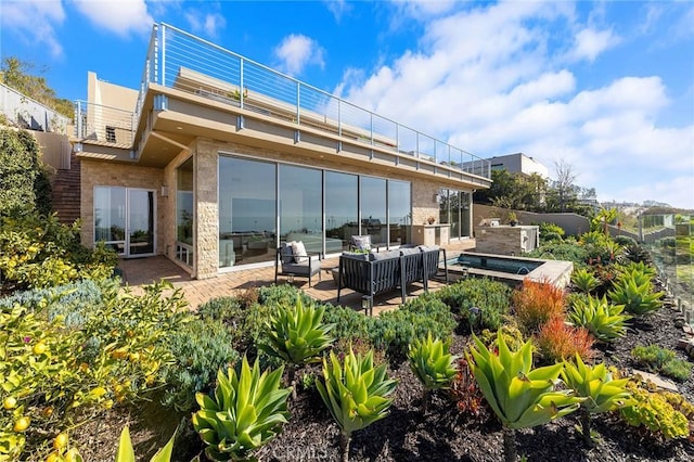 3355 Alta Laguna Blvd, Laguna Beach, CA 92651 - rear view of house with an outdoor living space, a balcony, and a patio area
